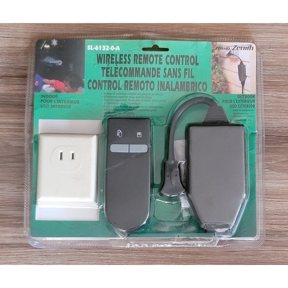 Vtg 2000 Heath Zenith Indoor Outdoor Wireless Outlet Plug Remote Control